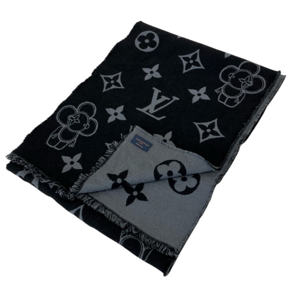 LOUIS VUITTON Louis Vuitton Monogram Vivienne Scarf M77973 Black Men's Women's